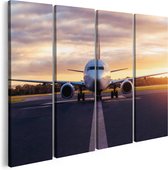 Artaza Canvas Schilderij Vierluik Vliegtuig Op De Landingsbaan - 160x120 - Groot - Foto Op Canvas - Canvas Print