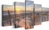 Artaza Canvas Schilderij Vijfluik Strand en Zee vanuit Duinen met Zonsondergang - 100x50 - Foto Op Canvas - Canvas Print