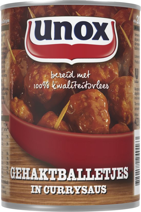 Unox Gehaktballetjes In Currysaus 8 x 420 Gram