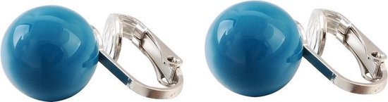 Behave Perles clips d'oreilles rondes bleues