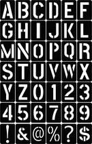 Lettersjablonen - Sjabloon met letters, abc, alfabet, cijfers, symbolen, tekens - Scrapbook - Muurschilderen - Stempelen - Embossing - 10x7,6cm - 42 stuks -