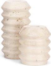 Kandelaars Echte natuurlijke travertijnsteen 1 cm dik 2 stuks Hoge kwaliteit marmeren kaarsenhouder voor bruiloften Eetfeesten Kaarsenhouders voor 3/4" dikke kaarsen Witte kleur