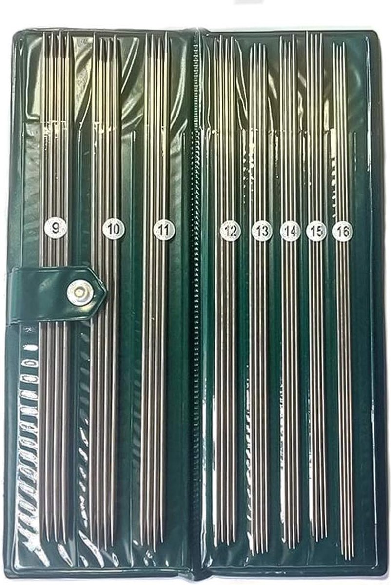 Unbranded 11 maten 25 cm roestvrij staal breinaaldenset recht dubbel koppig voor handwerk trui muts sjaal weave gereedschap accessoires met haken plastic steken