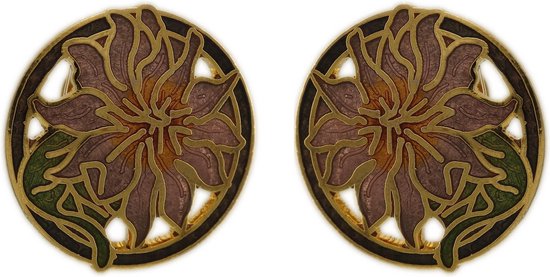 Behave – boucle d'oreille clip pour femmes, fleurs violettes, émail couleur or