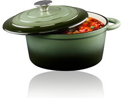 Alpina Braadpan Gietijzer met Deksel ⌀ 24 cm - Alle Warmtebronnen - Groen