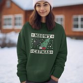 Foute Kersttrui - Kleur Groen - Meowy Catmas - Maat 2XL - Uniseks Pasvorm - Kerstkleding voor Dames & Heren