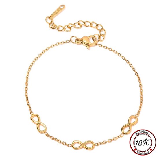 Borasi Infinity Armband | 18K Goldplated | 17cm tot 21 cm | Vrouwen Armband | Dames Armband | Vrouwen Sieraden | Cadeau voor haar | Verjaardag Cadeau | Moederdag Cadeautje