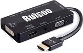iFoulki 4K UHD HDMI-adapter Actieve HDMI-converter Multipoorten 4 in 1 HDMI naar HDMI DVI VGA Audio Man-vrouw Adapterkabel Compatibel met laptops HDTV Box of videoprojector (zwart)