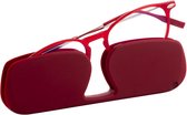 ReadEasy Leesbril in Ultra Dunne Etui - Sterkte +2 - TR90 Montuur - Geen Kapotte Bril Meer - Rood - Classic