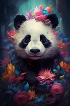 Kinderposter | Panda Poster | Kinderkamer | Babydieren | Dierenposter | Natuurposter | 61x91cm | Wanddecoratie | Muurposter | DZ | Geschikt om in te lijsten