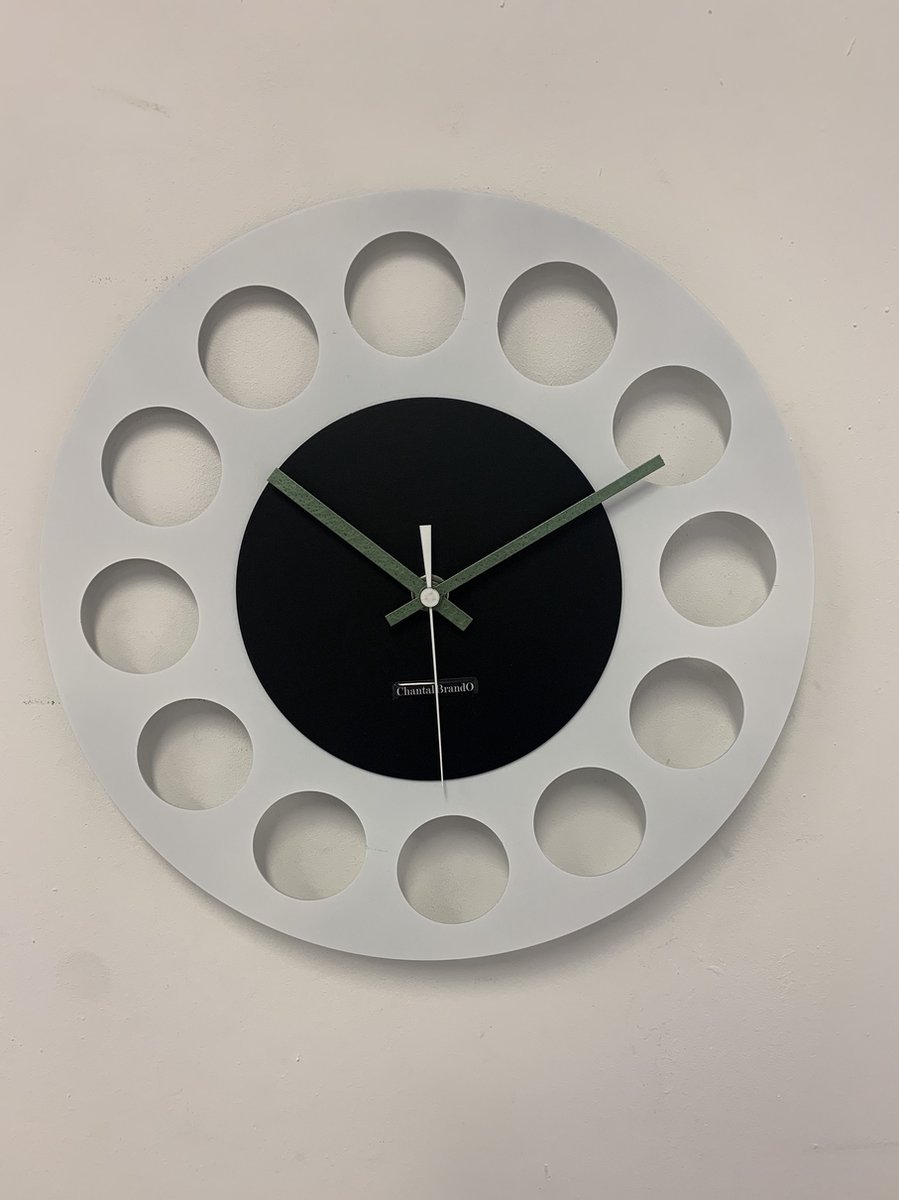 Wandklok CHANTALBRANDO -- WHITE & BLACK TORNADO 40 -- MODERN DESIGN --