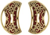 Behave Dames oorclips vintage goud-kleur rood emaille