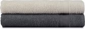 Badhanddoeken grijs beige | % 100 katoen badhanddoek 2-delig | set van 2 badhanddoeken | kleur: grijs - beige