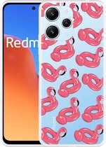 Cazy Hoesje geschikt voor Xiaomi Redmi 12 4G Inflatable Flamingos