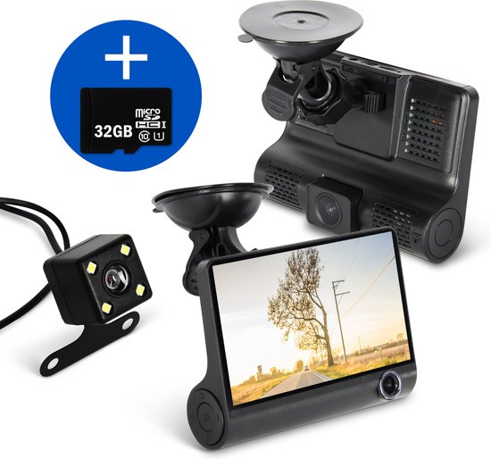 Dashcam voor Auto - Voor en Achter Camera - Incl. Micro SD Kaart - Bewegingssensor – Parkeersensoren – Full HD - Dashcam - Achteruitrijcamera –Dual Dashcam cadeau geven
