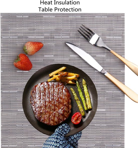 Placemats Set van 6, Vinyl Placemats Geweven Wasbaar Hittebestendige