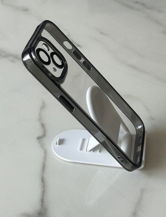 Nano Coating de haute qualité 2,5 mm avec étui lens d'appareil photo - Coque arrière en Siliconen avec Glas intégré pour étui de protection d'objectif d'appareil photo - Convient pour Apple iPhone 13 / iPhone 14 - Zwart/ Transparent