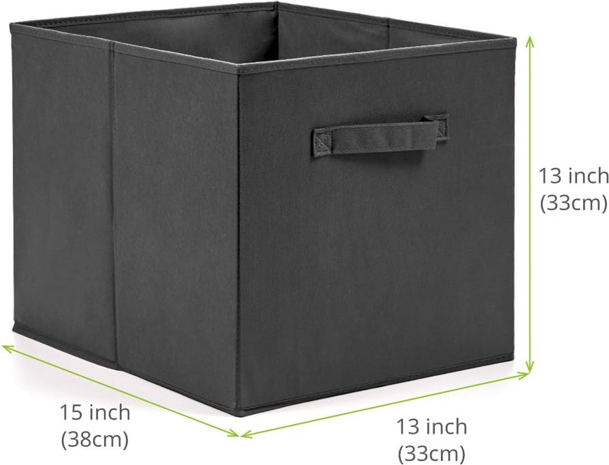 Basics Opbergkubus, stof, opvouwbaar, organizer met handgrepen, set van 6, gestreept, wit/lichtgrijs, 26,6 x 26,6 x 27,9 cm