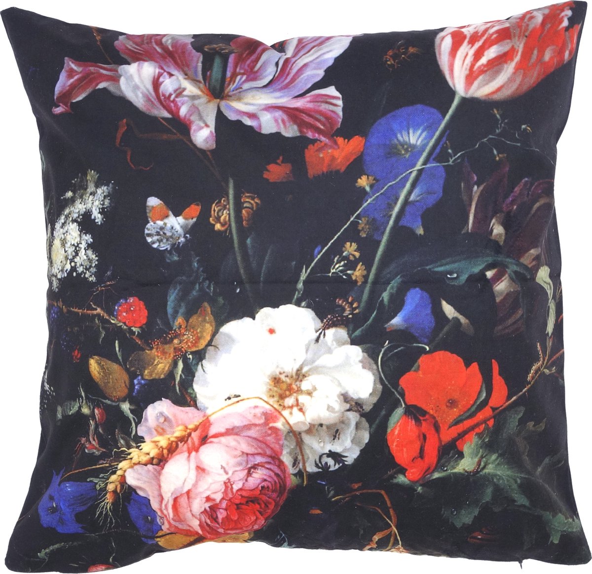 Kussenhoes Vintage bloemen 45 x 45 cm | zwart | zacht materiaal | Exclusief binnenkussen