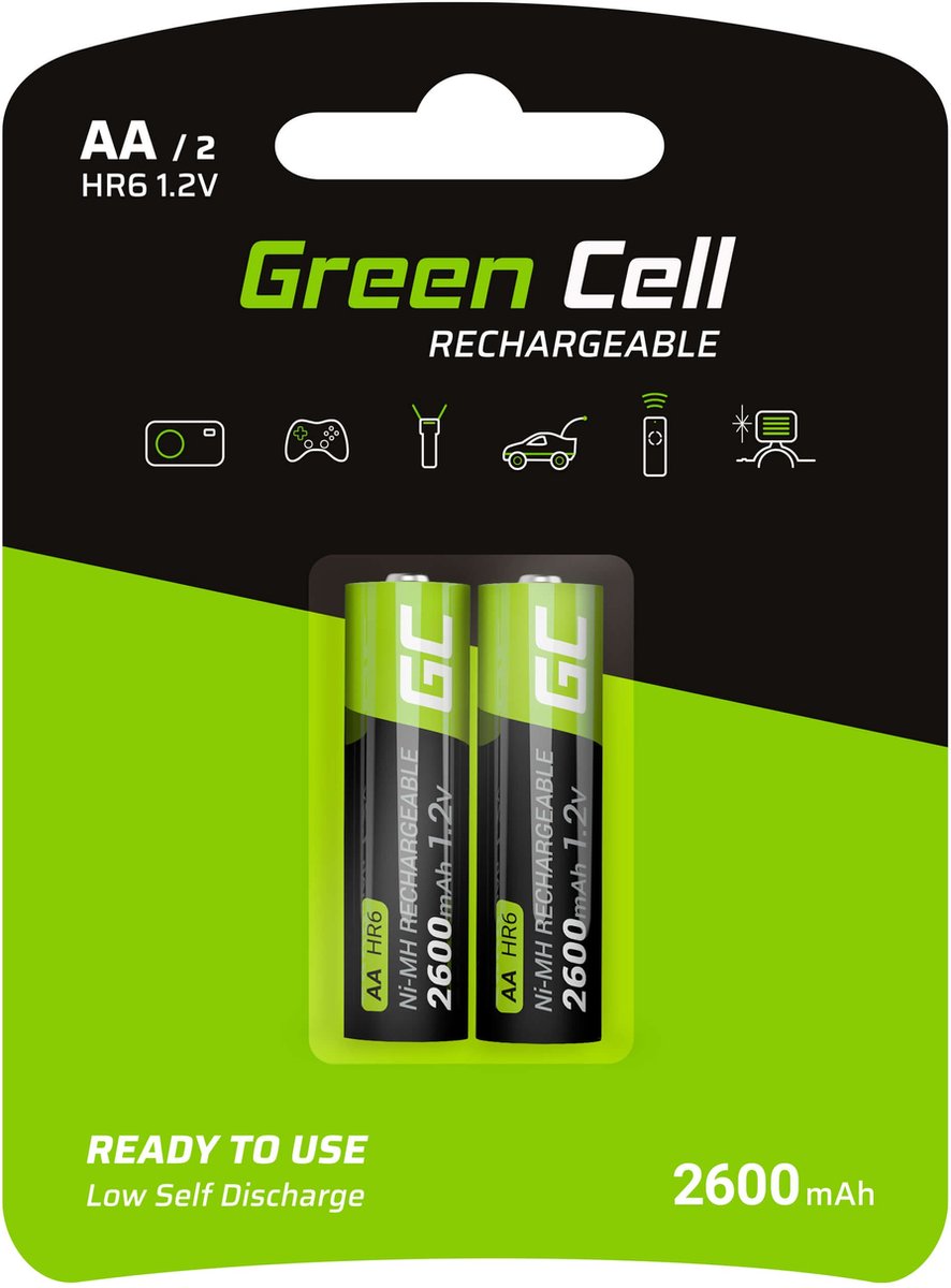 Green Cell HR6 Oplaadbare AA batterij (penlite) NiMH 2600 mAh 1.2 V 2 stuk(s)