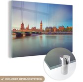 MuchoWow® Glasschilderij 180x120 cm - Schilderij acrylglas - Skyline Londen - Foto op glas - Schilderijen