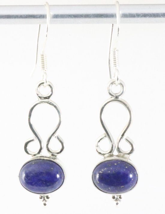 Boucles d'oreilles fines en argent ajouré avec lapis lazuli
