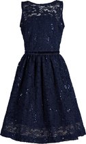 La V Elegante kant jurk met mouwloze Donkerblauw 152