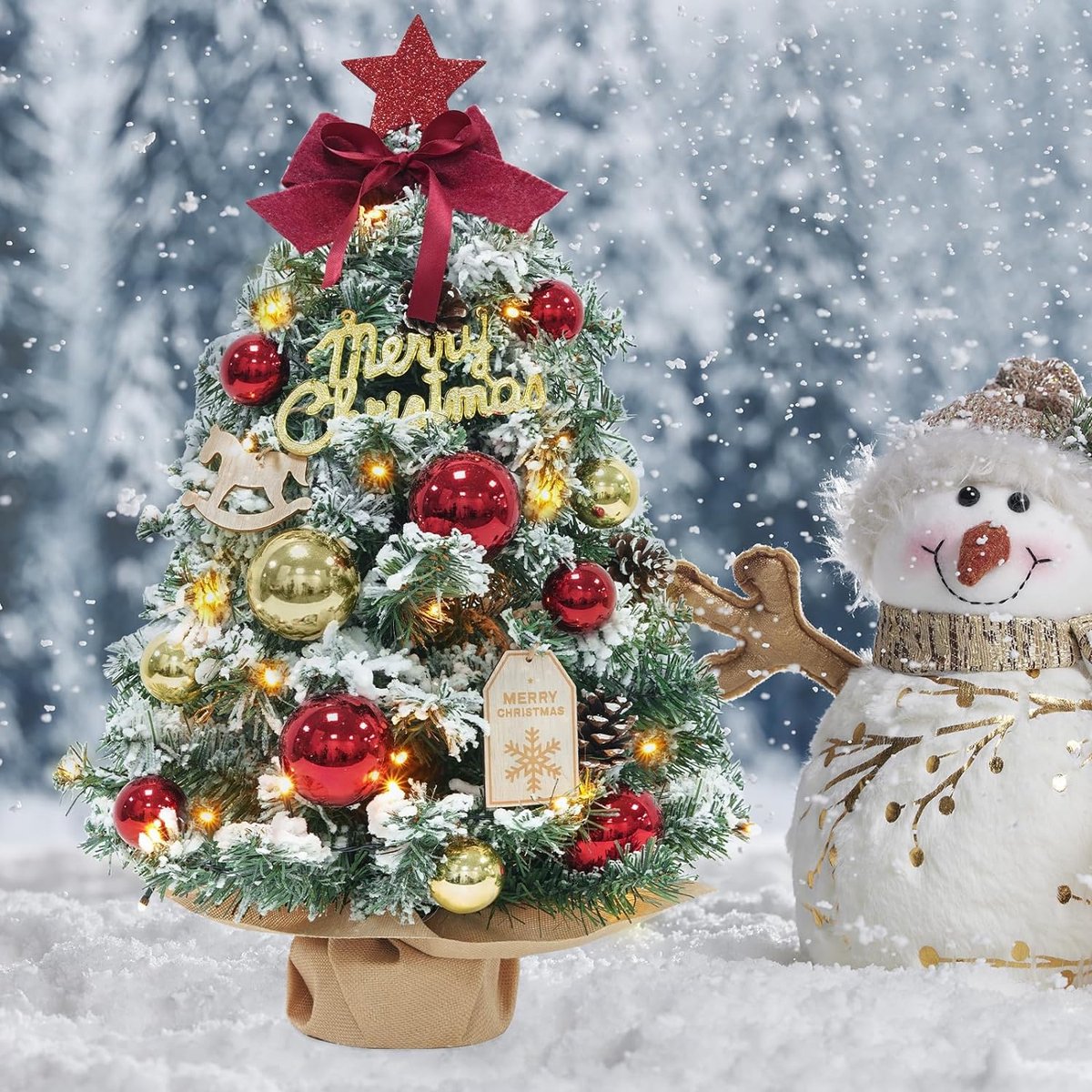 Bonhomme de neige a mené une guirlande lumineuse de guirlande joyeuse  décorations pour la maison 2023 Ornement d'arbre de Noël Noël Navidad