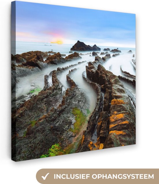Toile Peinture Brouillard - Roches - Water - Nature - 20x20 cm - Décoration murale