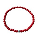 Armband - natuursteen - red coral jade - 4 mm - 18 cm