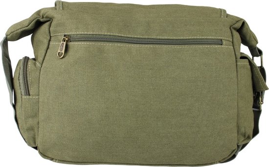 Fana Bags | Grand sac bandoulière en toile vert armée | Sac bandoulière Homme / Femme A4 | sac messager en toile | Sac bandoulière grande toile