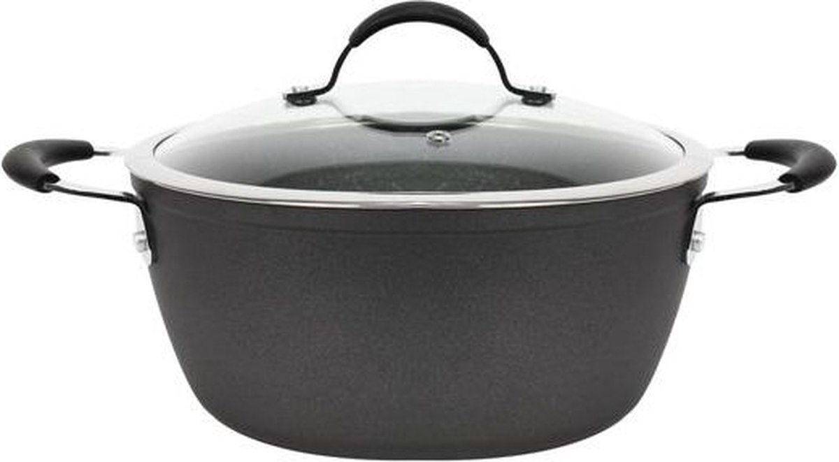 Ferveo Dura Braadpan met Deksel - 26cm - Zwart - Inductie
