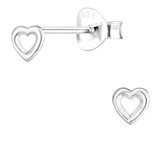 Joy|S - Zilveren petit hartje oorbellen voor kinderen - 4 mm - zilver - kinderoorbellen