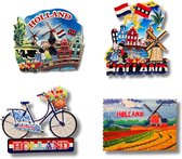 Koelkastmagneten Set: Nederland - Amsterdam - Souvenirs - 4 stuks