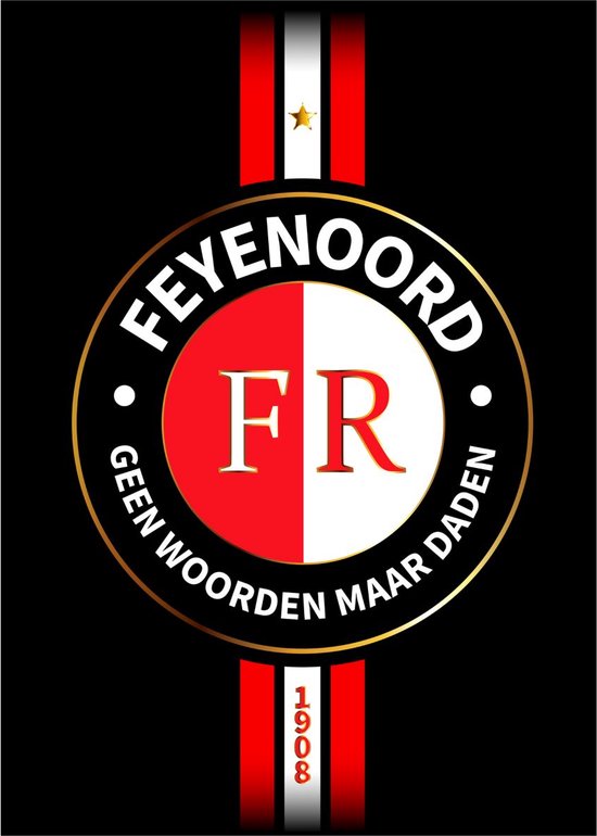 Feyenoord Poster - Geen Woorden Maar Daden 1 - Voetbal - Poster - Rotterdam - 010 - 50x70cm - Limited Edition