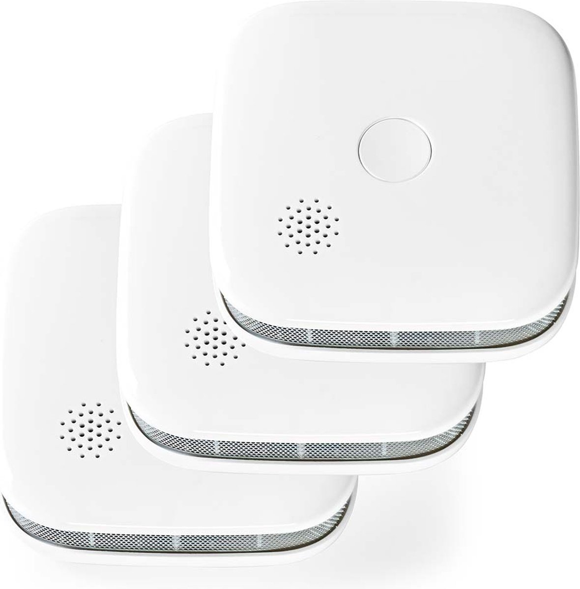 Nedis SmartLife Rookmelder - Wi-Fi - Batterij Gevoed - Levenscyclus sensor: 10 Jaar - EN 14604 - Max. batterijduur: 24 Maanden - 85 dB - Wit - 3 Stuks