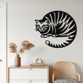 Wanddecoratie | Kat / Cat | Metal - Wall Art | Muurdecoratie | Woonkamer | Buiten Decor |Zwart| 60x53cm