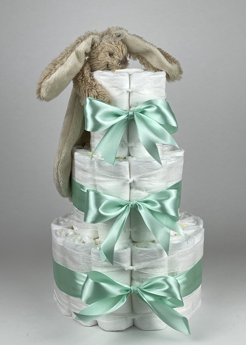 Goedkoopste Chouette-Chouette | Luiertaart Neutraal | Kraamcadeau | Geboorte Jongen Meisje | Babyshower | Tuttle Konijn Richie Beige - Groen