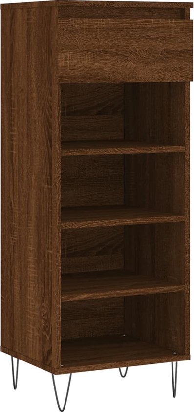 vidaXL - Schoenenkast - 40x36x105 - cm - bewerkt - hout - bruin - eikenkleur