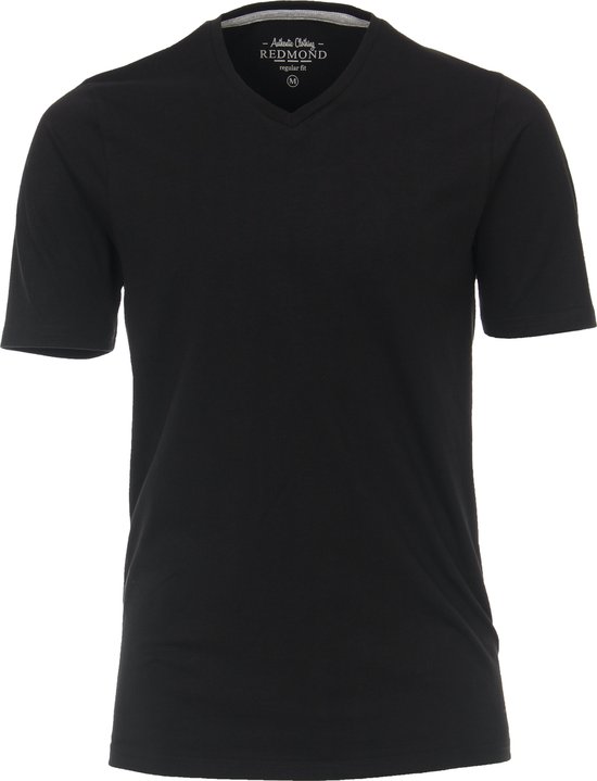 Redmond regular fit T-shirt - korte mouw V-hals - zwart - Maat: XXL