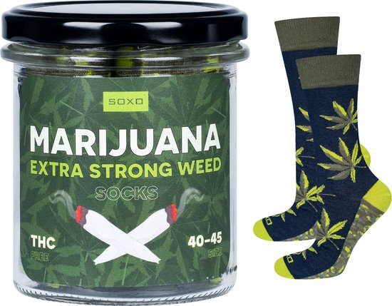 Soxo Marihuana Sokken geschikt voor mannen en vrouwen, jongens en meisjes Origineel Cadeau Idee 1 Paar Sokken in leuke Geschenkverpakking