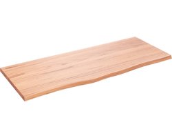 vidaXL - Wastafelblad - 100x40x2 - behandeld - massief - hout - lichtbruin