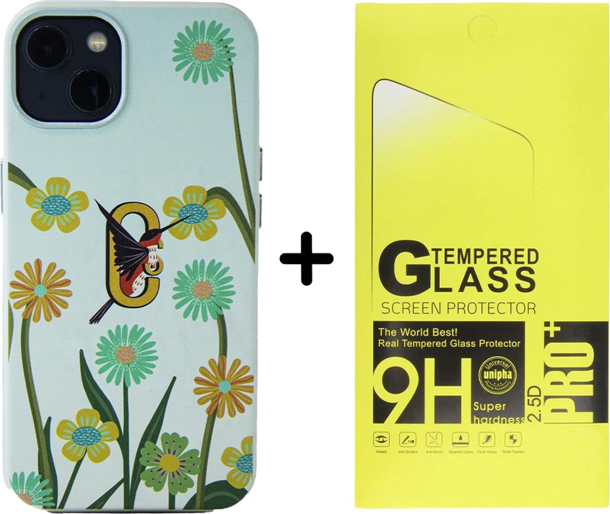 iPhone 14 hoesje - magsafe hoesje / Starcase Starling - Bloemen - Flower / iPhone hoesje met Magsafe - Kunstleer | Met gratis screen protector t.w.v €9,99!