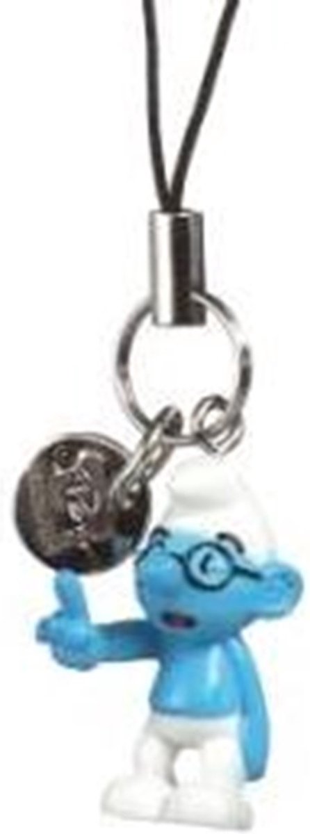 Mini figuurtje de smurfen - Brilsmurf met wijzend vingertje - Hangertje - Plastic 2,5 cm