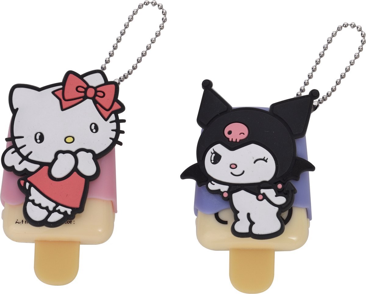 Hello Kitty Kinderen Lipbalsem - Vegan - Set vanSet van 2 - Aardbei en Kokosnoot Smaak - Inclusief Schattige Hanger