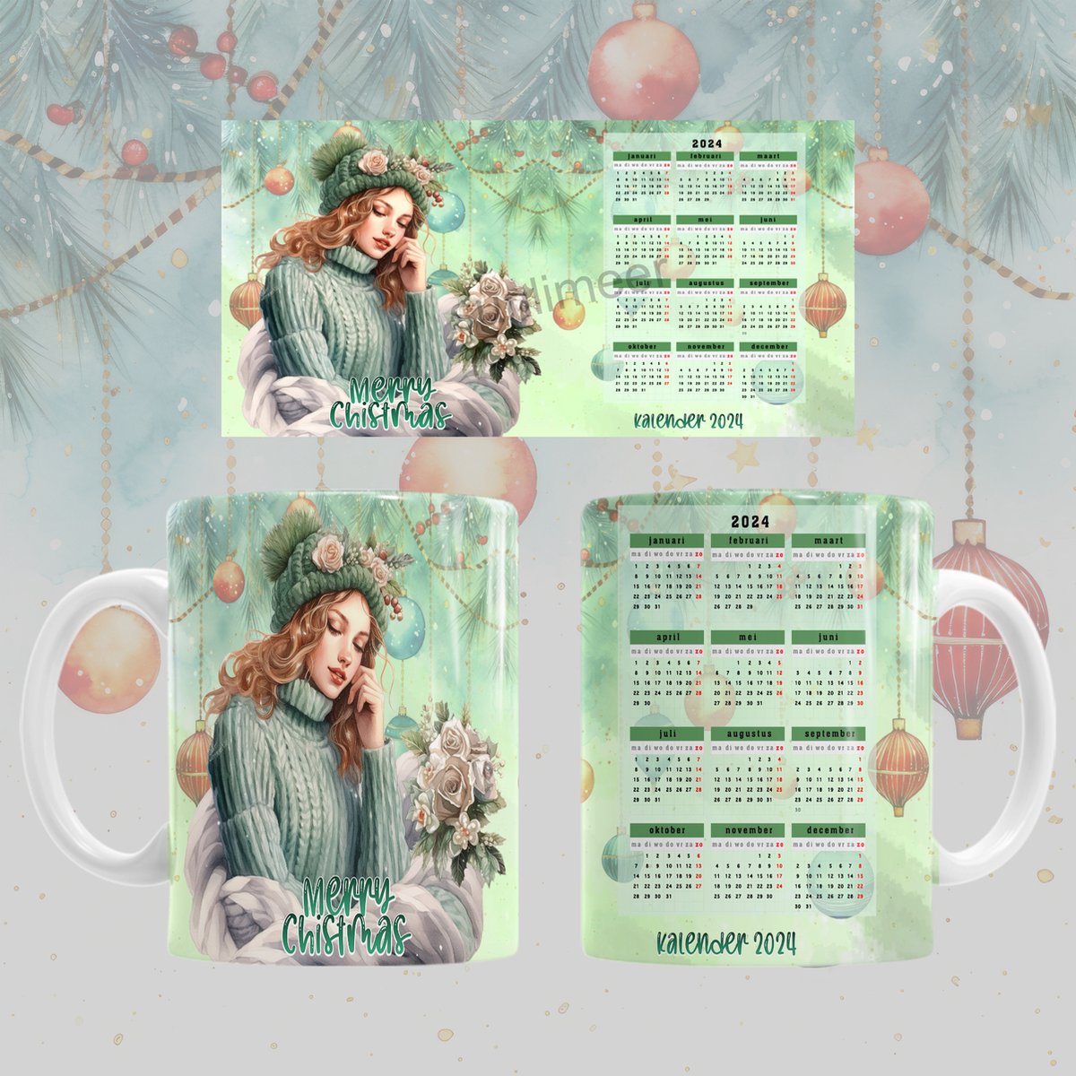 Mok Merry christmas / Vrolijk kerstfeest met de jaarkalender 2024!