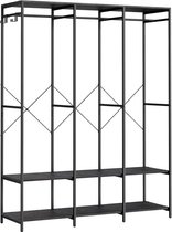 Kledingkast - Open kledingkast - Met 2 planken - Metalen frame - Zwart