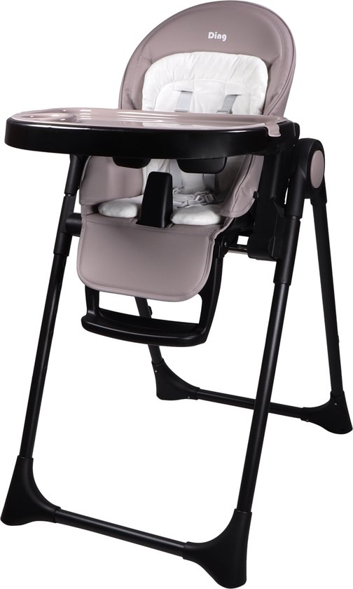 Ding Laze Kinderstoel – Grijs – Inklapbaar – Incl. tafelblad en veiligheidsriempje