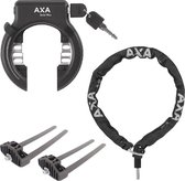 Axa Solid Plus Ringslot ART2 Zwart + Axa Insteekketting RLC100 cm 5,5 mm Zwart + Flex Mount Bevestigingsset