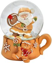 Wurm - Boule à neige - Père Noël - Père Noël en pain d'épices - Sac cadeaux - Pied en tasse - Noël - Décoration de Noël - 8x7x9cm - Polyrésine/verre